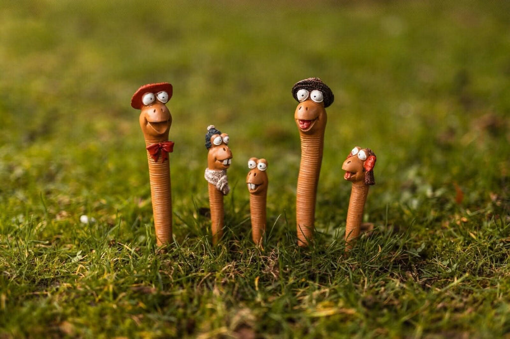 Mini ornements de jardin en forme de ver de terre, lot de 5, figurines en résine pour pots de plantes