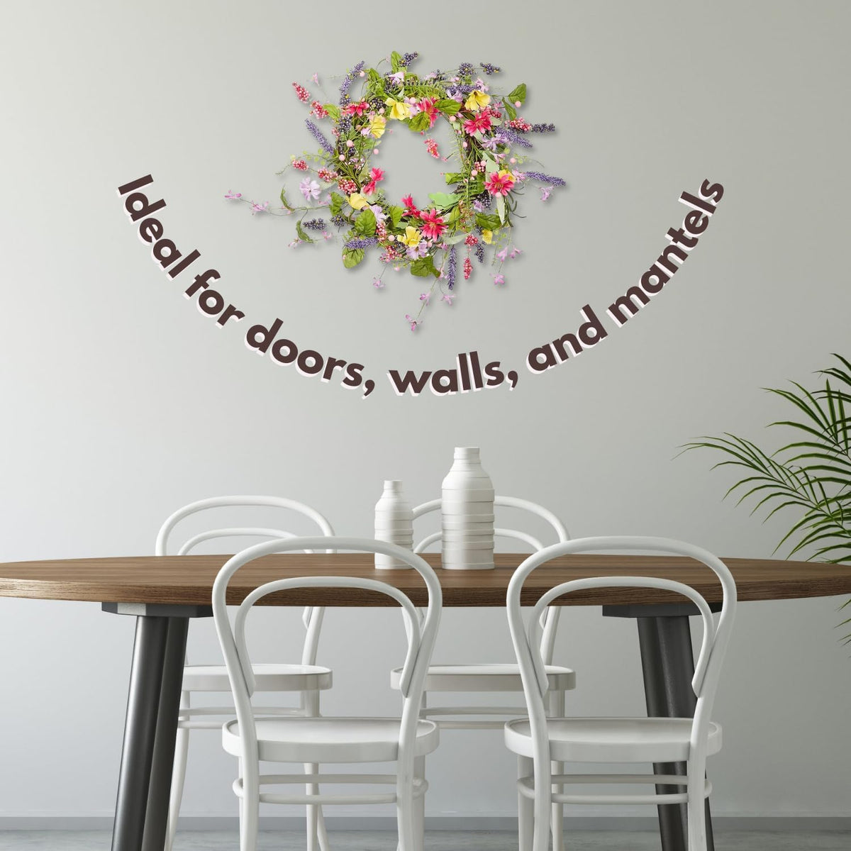Couronne de printemps artificielle pour porte d'entrée 45 cm, guirlande florale