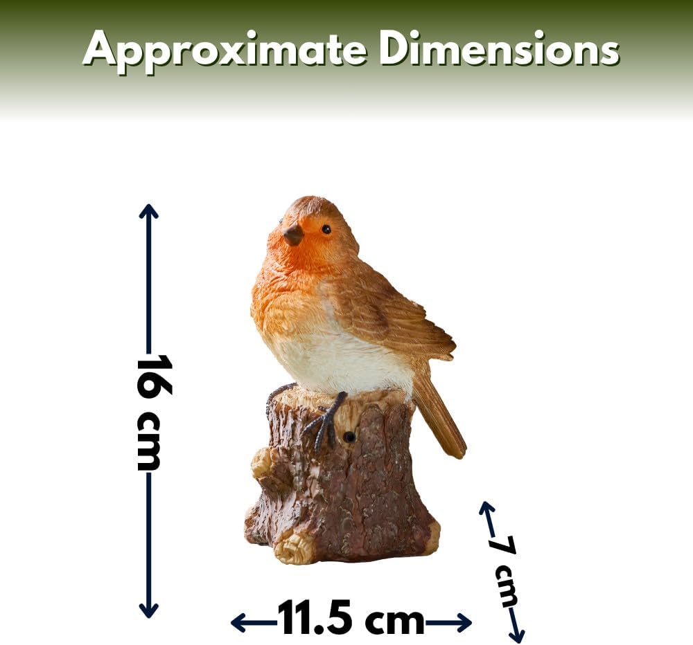 Décoration de jardin Robin Siffleur Solaire avec son d'oiseau