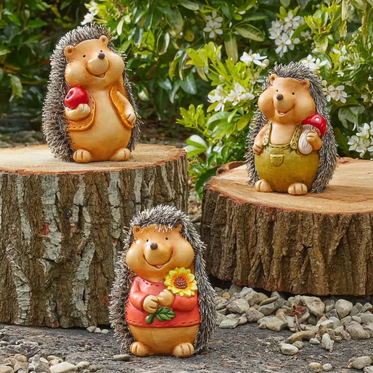 Lot de 3 décorations de jardin bébé hérisson figurines d'animaux en résine étanches