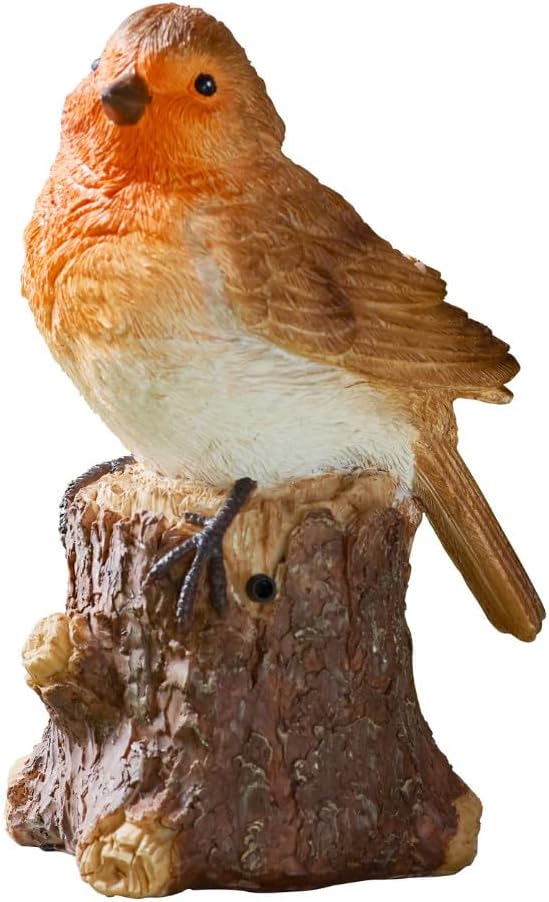 Décoration de jardin Robin Siffleur Solaire avec son d'oiseau