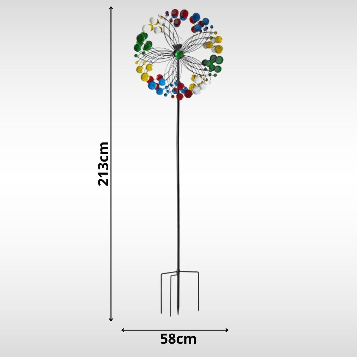 Éolienne de jardin de 2 m avec DEL à changement de couleur