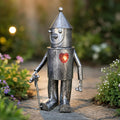 Ornement de jardin homme en fer-blanc solaire avec cœur lumineux, statue en métal 30 cm