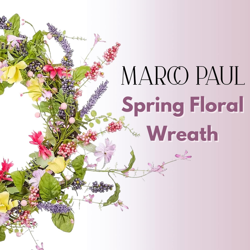 Couronne de printemps artificielle pour porte d'entrée 45 cm, guirlande florale