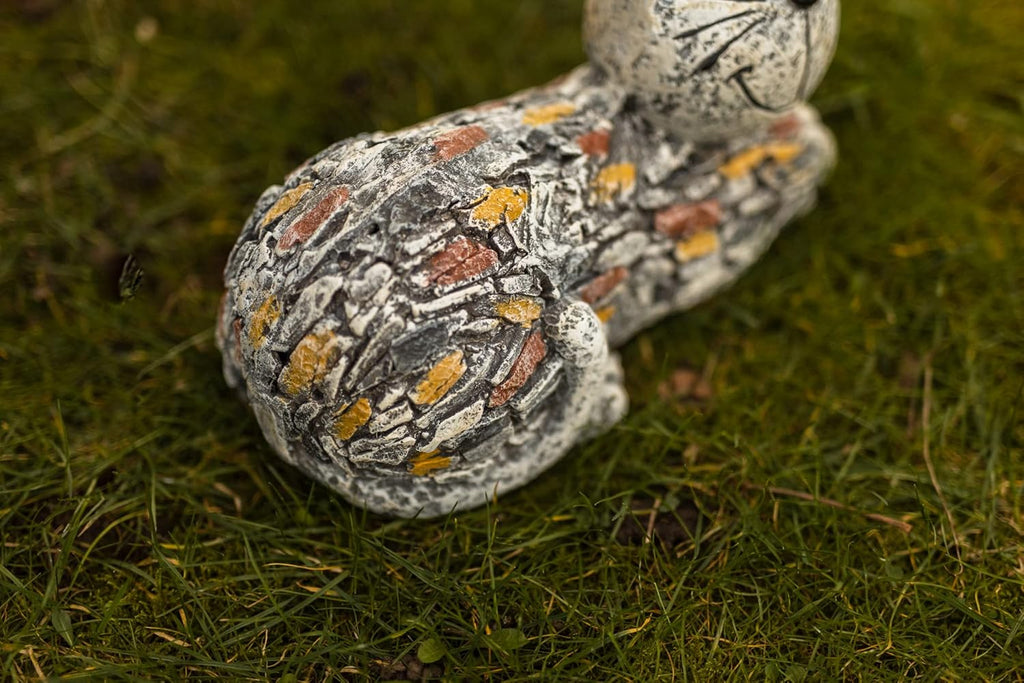 Statue de chat effet pierre pour jardin, en résine résistante aux intempéries, 29 cm