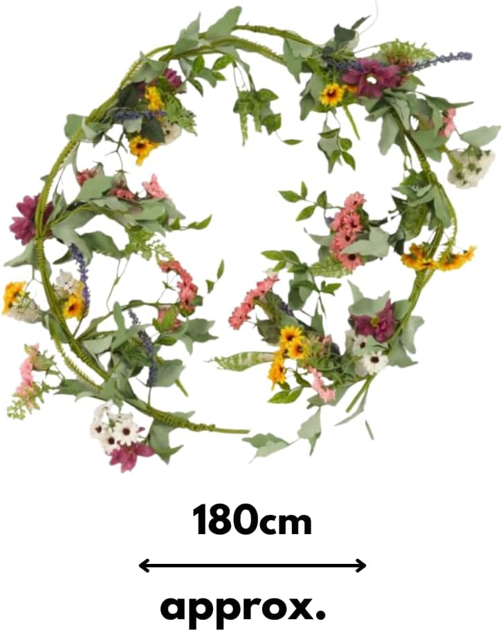 Guirlande de fleurs artificielles, résistante aux UV, décoration extérieure, 1,80 m