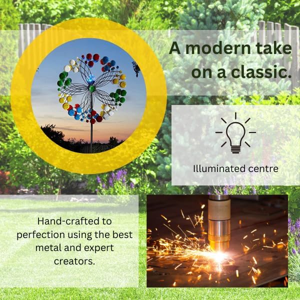 Éolienne de jardin de 2 m avec DEL à changement de couleur