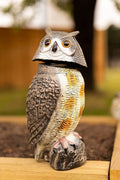 Répulsif réaliste pour oiseaux nuisibles de jardin avec tête de hibou pivotante