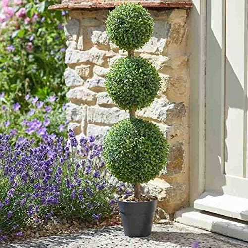 Lot de 2 arbres topiaires artificiels en pots Résistants aux intempéries 80 cm