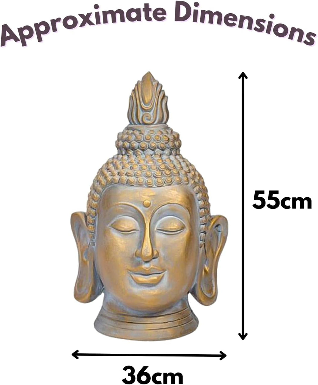 Statue de Bouddha de Jardin 50cm Ornement Tête de Bouddha en Résine
