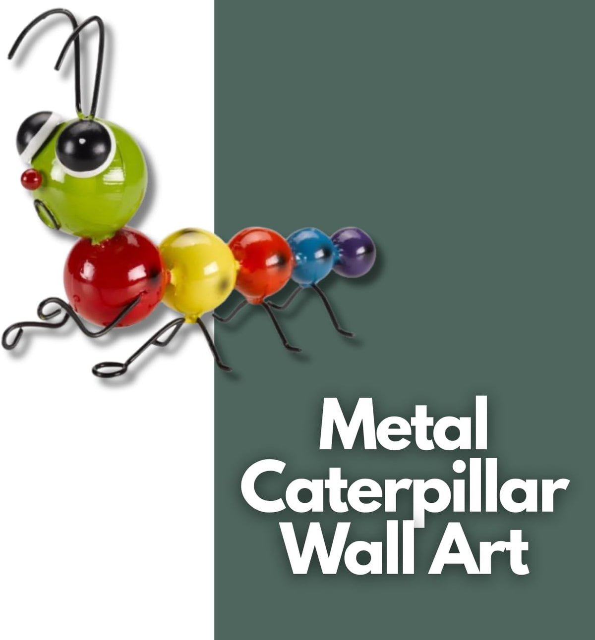Décoration murale de jardin chenille en métal, résistante aux intempéries