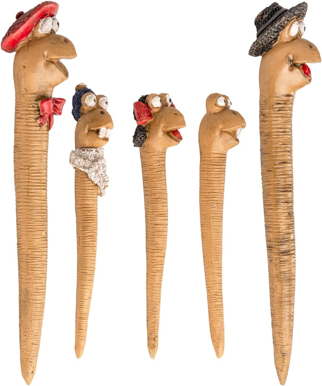 Mini ornements de jardin en forme de ver de terre, lot de 5, figurines en résine pour pots de plantes